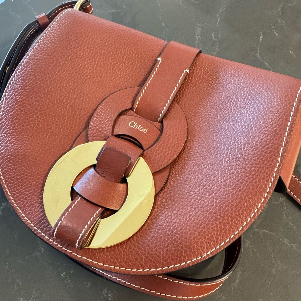 Chloe Darryl Brown Leather Crossbody Bag - Picture 3 of 15